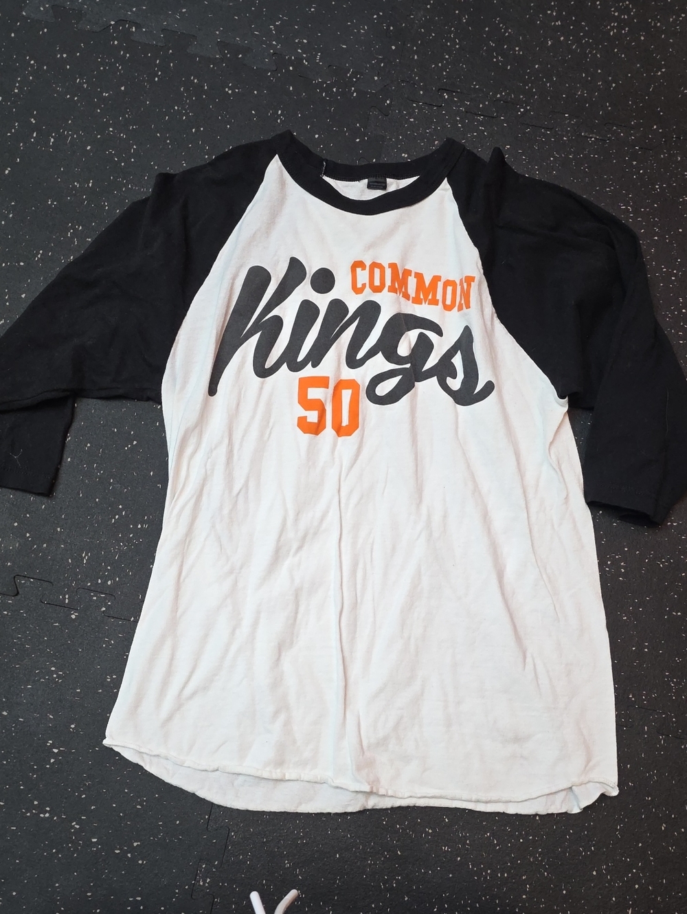 Black & White Raglan Baseball Tee - Orange Accent